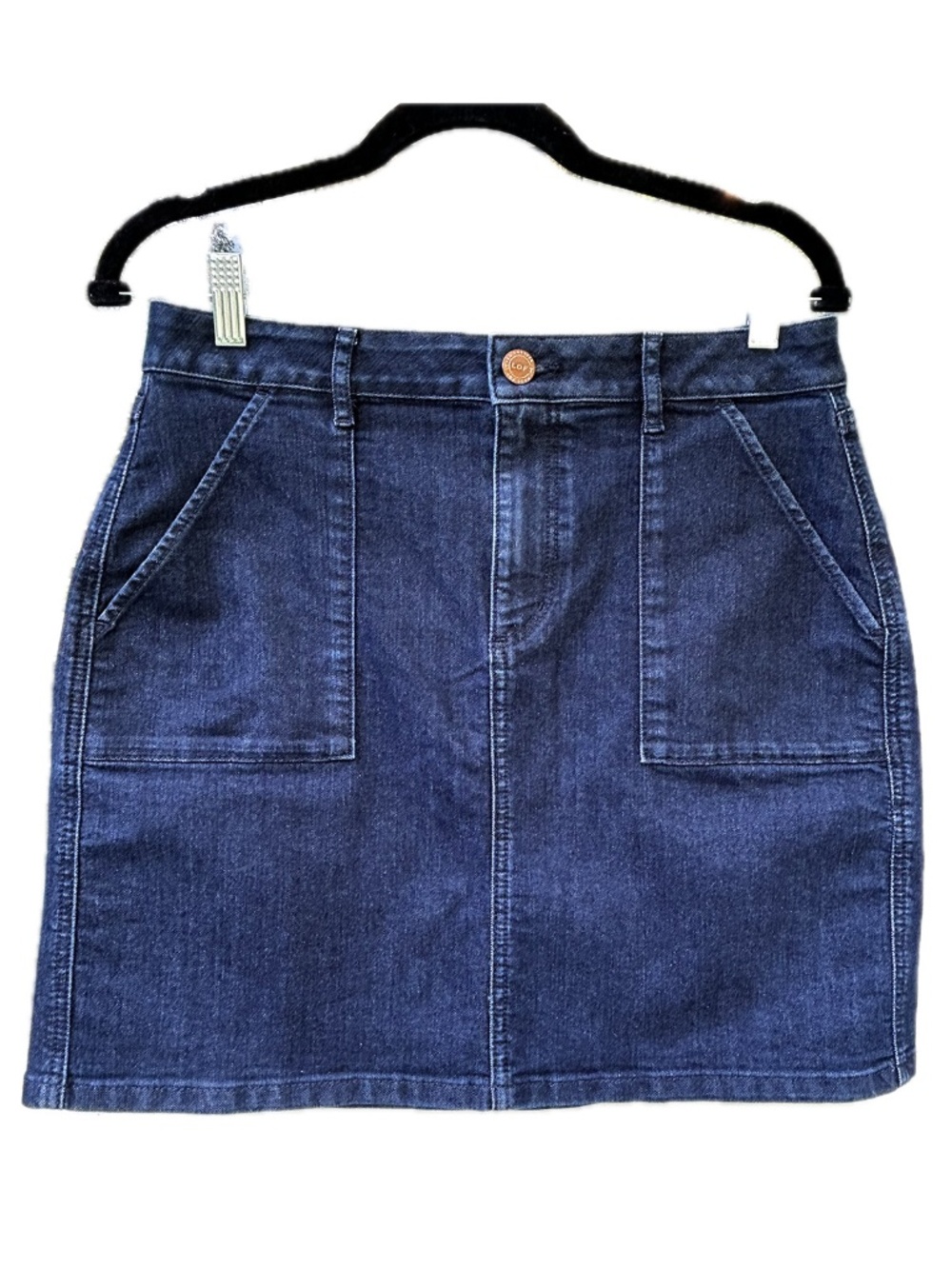 LOFT Blue Denim Mini Skirt with Front Patch Pockets